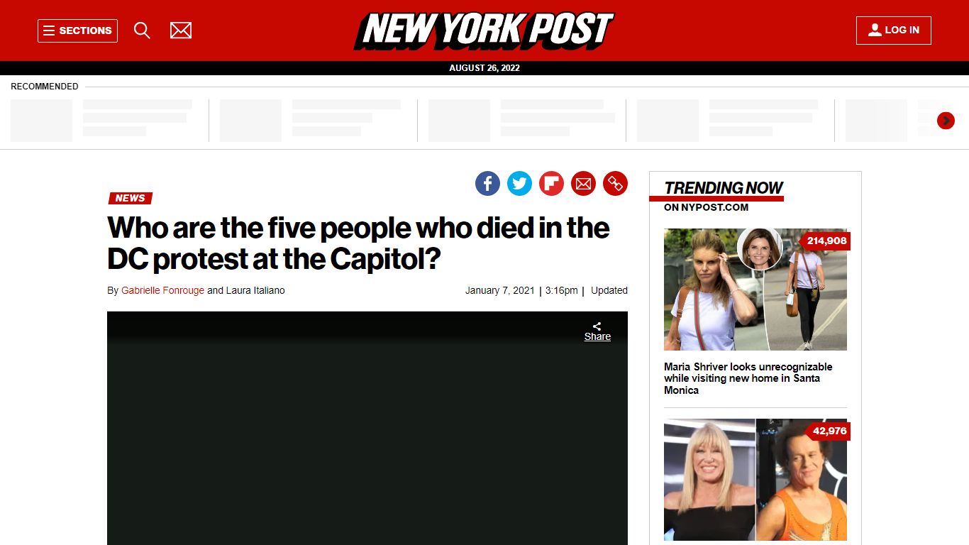 Who are the five who died in the DC protest at the Capitol? - New York Post