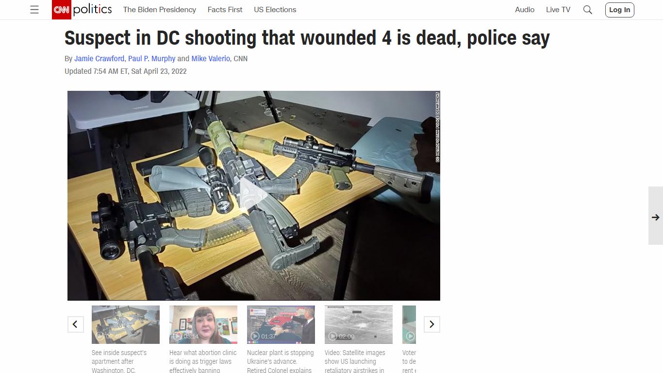 Suspect in DC shooting that wounded 4 is dead, police say - CNN
